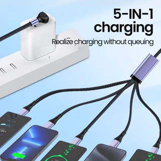 Elough 66W 5-in-1 ชาร์จเร็วสุดโทรศัพท์มือถือ USB-A สายชาร์จสําหรับสายเคเบิลข้อมูลโทรศัพท์มือถือ