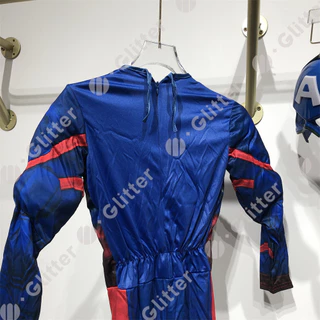 The Avengers กัปตันอเมริกาเครื่องแต่งกายสําหรับเด็ก Boy Super Hero Blue Muscle Light-Up Mask Sound Shield ชุดฮาโลวีนวันเกิด Party ชุด