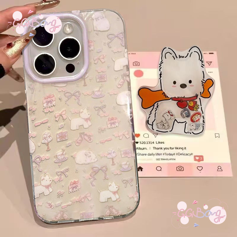 กำไลข้อมือลูกสุนัขและลูกแมวผูกโบว์ดอกไม้ เคสไอโฟน 16 11 เคส 16 11 15 13 12 14 Pro Max XS X XR Max 7 8 Plus SE