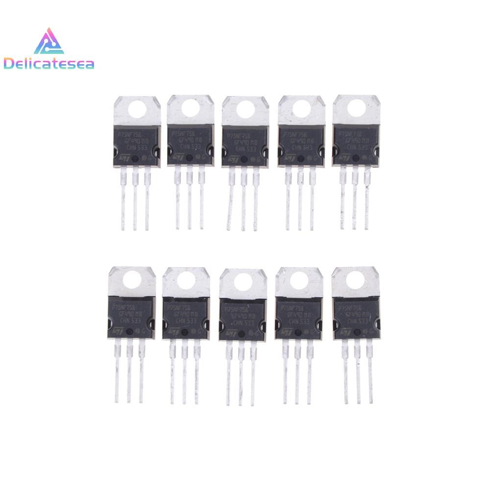 [Delicatesea] 10PCS P75NF75 P75N75 STP75NF75 TO-220 ทรานซิสเตอร์ oril ใหม่