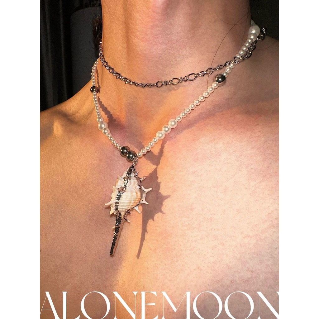 VERB Original Ocean Series Conch Pearl Shell ไทเทเนียมเหล็ก Heavy Industry สร้อยคอยาว20250421