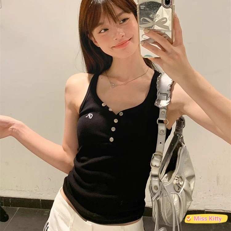 🎀Miss Kitty❤️พร้อมส่ง เสือกล้าม สไตล์เกาหลี มีฟองน้ำ ใส่สบาย 