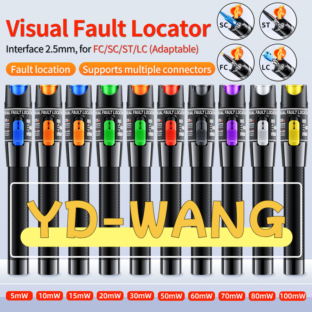 1/10/20/50MW Fiber Optic เครื่องทดสอบสายเคเบิลปากกา Visual Fault Locator SC/FC/ST 2.5 มม.อินเทอร์เฟซ VFL 1-50Km Range Professional