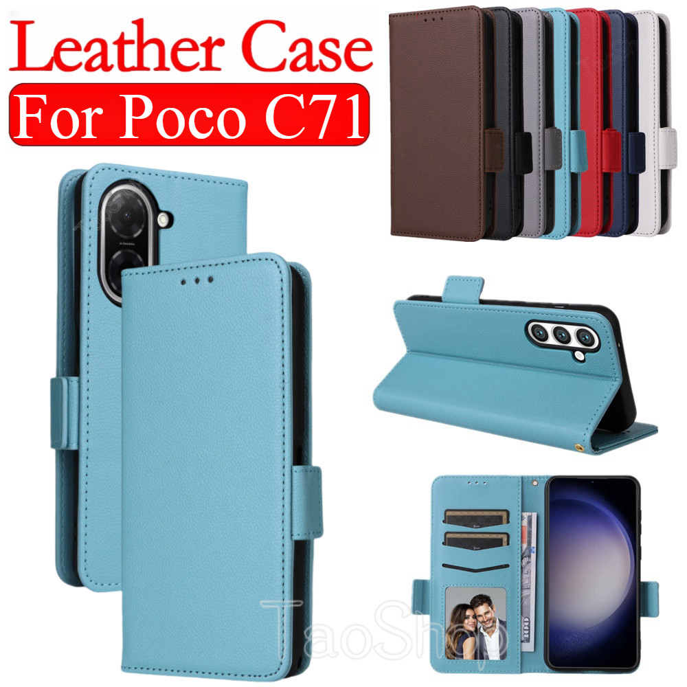 เคสโทรศัพท์หนังสําหรับ Xiaomi Poco C71 C 71 PocoPhone C71 PocoC71 PocoPhoneC71 วงเล็บแม่เหล็กปลอกกัน
