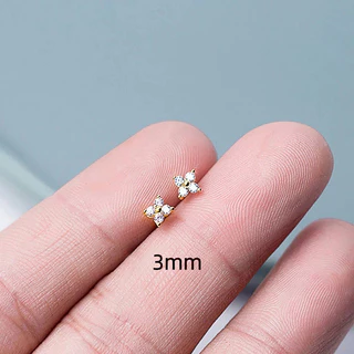 Dainty ดอกไม้ Gold Plated ต่างหูสําหรับผู้หญิงกระดูกอ่อนหูแหวน Zircon Gold/เงิน/rose Gold Clover Hypoallergenic เครื่องประดับสําหรับเด็กของขวัญ