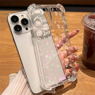 🍬POPPA🍬สี่มุมหนาป้องกันการตกเลนส์ป้องกันกรณีโทรศัพท์มือถือสำหรับ iPhone 17 16 15 14 13 12 11 ProMax X/XS XR 7 8PLUS