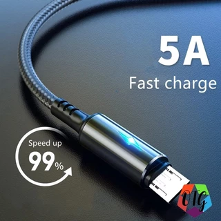 สายชาร์จไนล่อนถัก 1.2 ม. ทนทาน ชาร์จเร็ว & สายเคเบิล Android Micro USB / type c , 5A LED สายเคเบิล for iPhone