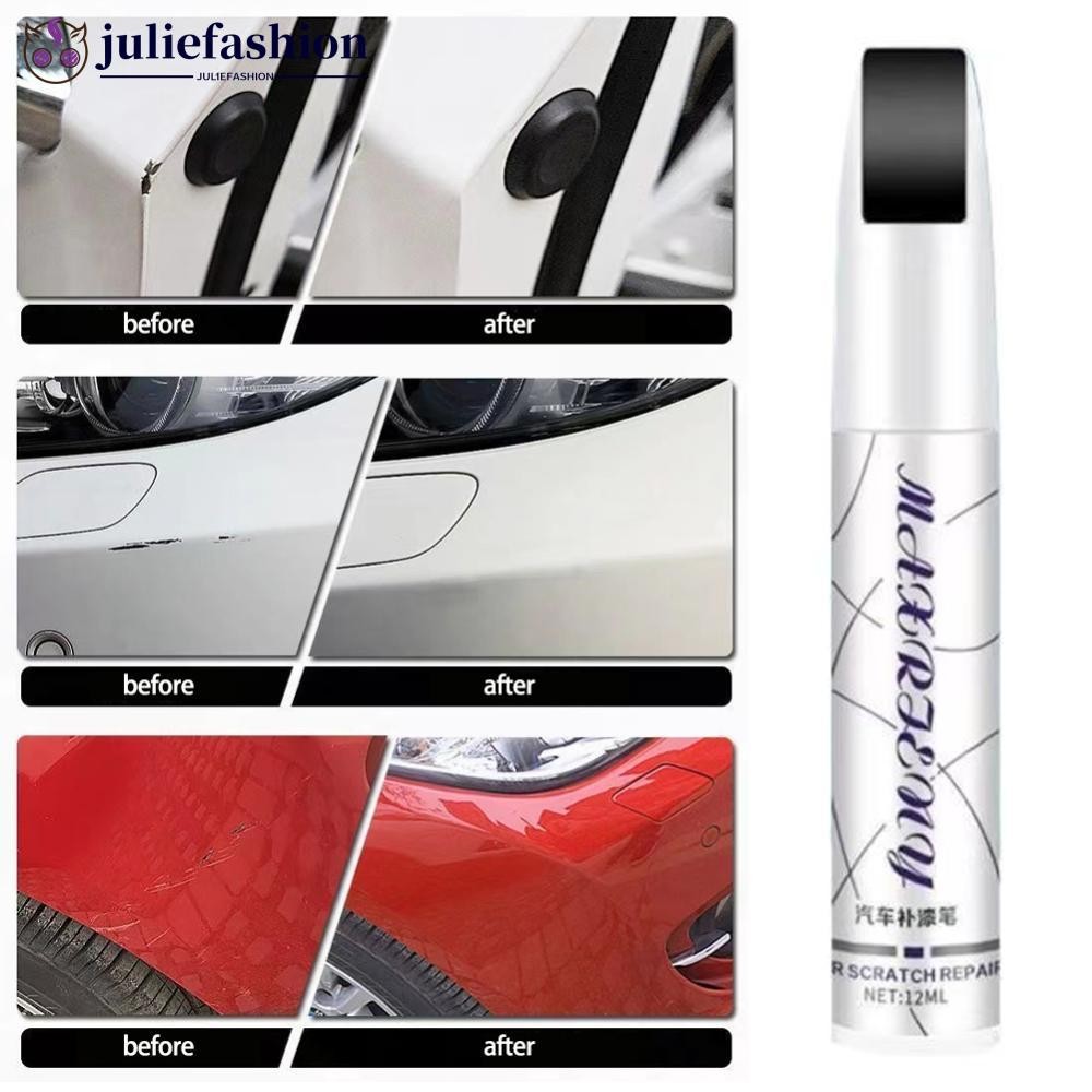 JULIEFASHION Pro ปากกาซ่อมสีรถซ่อมรอยขีดข่วนสําหรับรถยนต์ Quick Fix สําหรับ Scratch Remover ปากกาสีอ