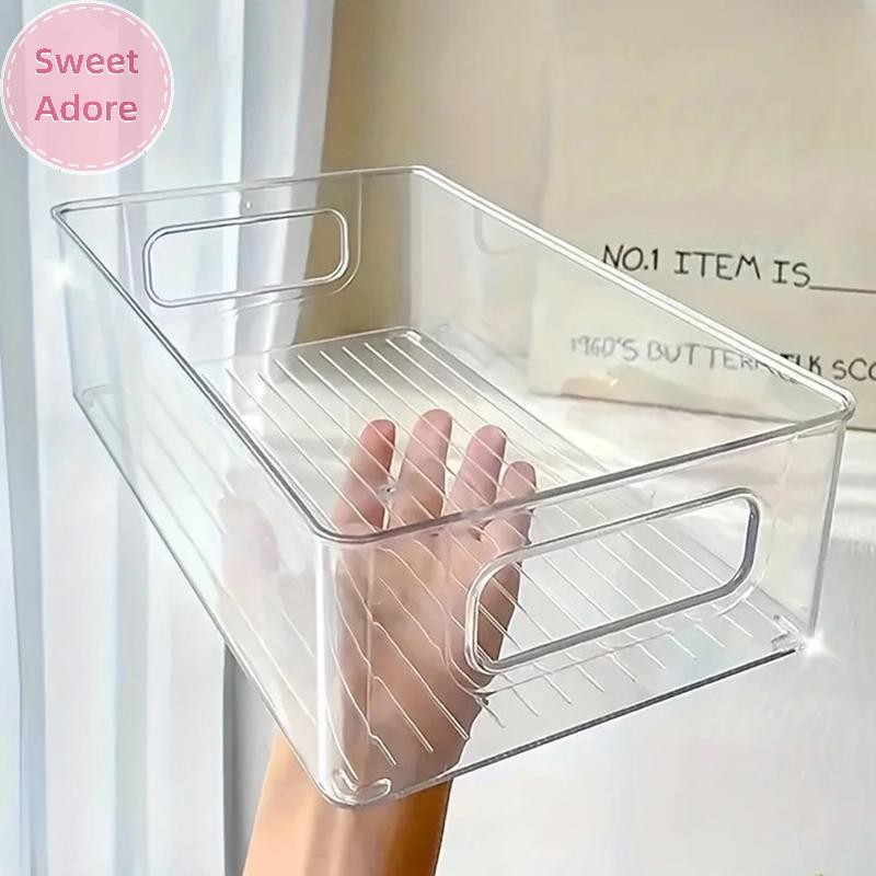 Sweetadore กล่องเก็บอะคริลิคเดสก์ท็อปเครื่องสําอางกล่องพลาสติกใสหอพักในครัวเรือนพอกหน้ากล่องผิวตู้เย็นเก็บ TH
