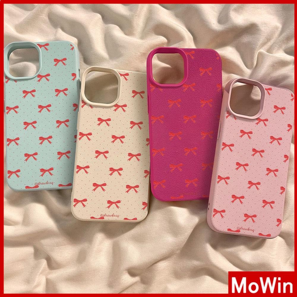 Movin - เคส iPhone 16 Pro Max iPhone 11 เคสหนังเนื้อนิ่มสีแคนดี้ TPU ปมคริสต์มาสสีแดงน่ารัก Compatible With iPhone15 Pro max 14 13 12 Pro max XS XR 7 Plus 8 Plus
