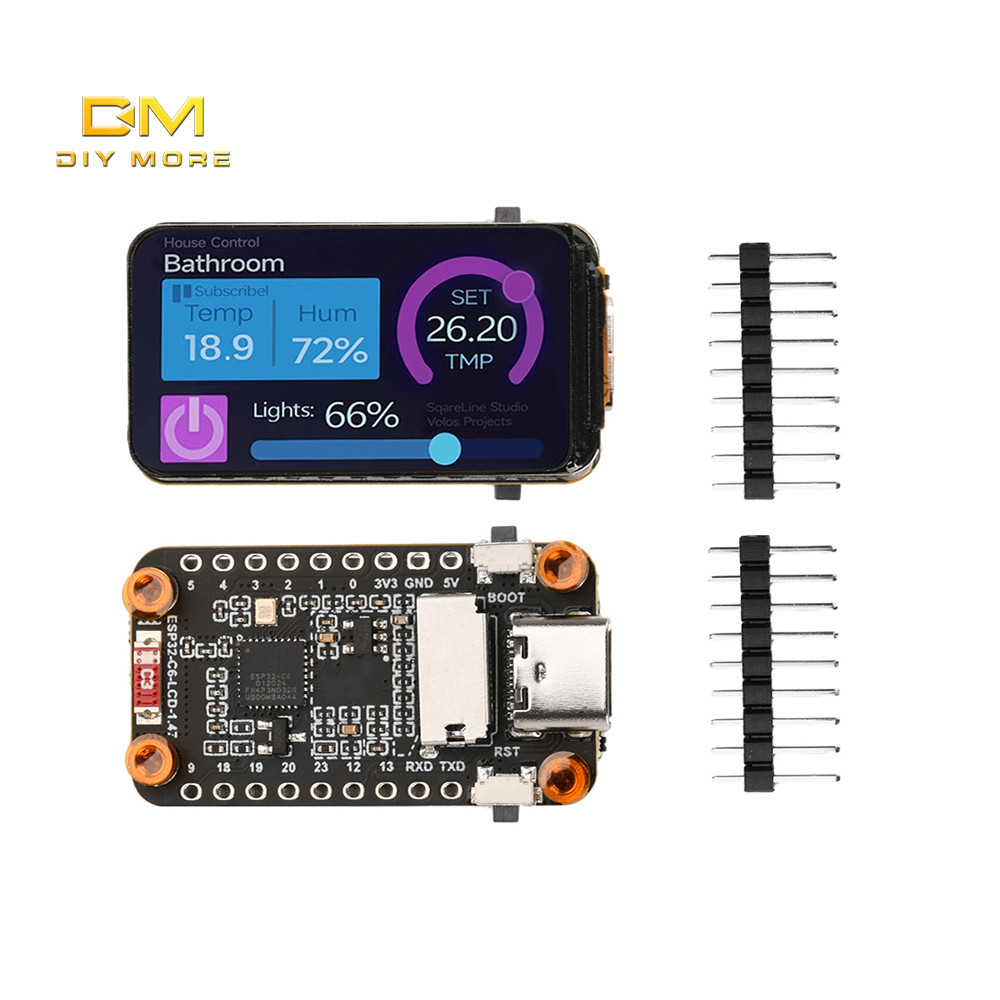 Diymore Esp32-C6 1.47 นิ้วบอร์ดพัฒนาหน้าจอ Lcd Wifi 6 บลูทูธ 5 Onboard Rgb สี Led Type-C อินเทอร์เฟซ