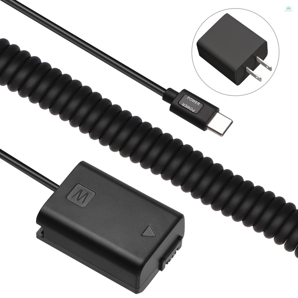 Yb2 Dummy แบตเตอรี่ Andoer Type-C NP-FW50 Dummy แบตเตอรี่ DC Coupler 20W PD อะแดปเตอร์สําหรับ A7S2 A