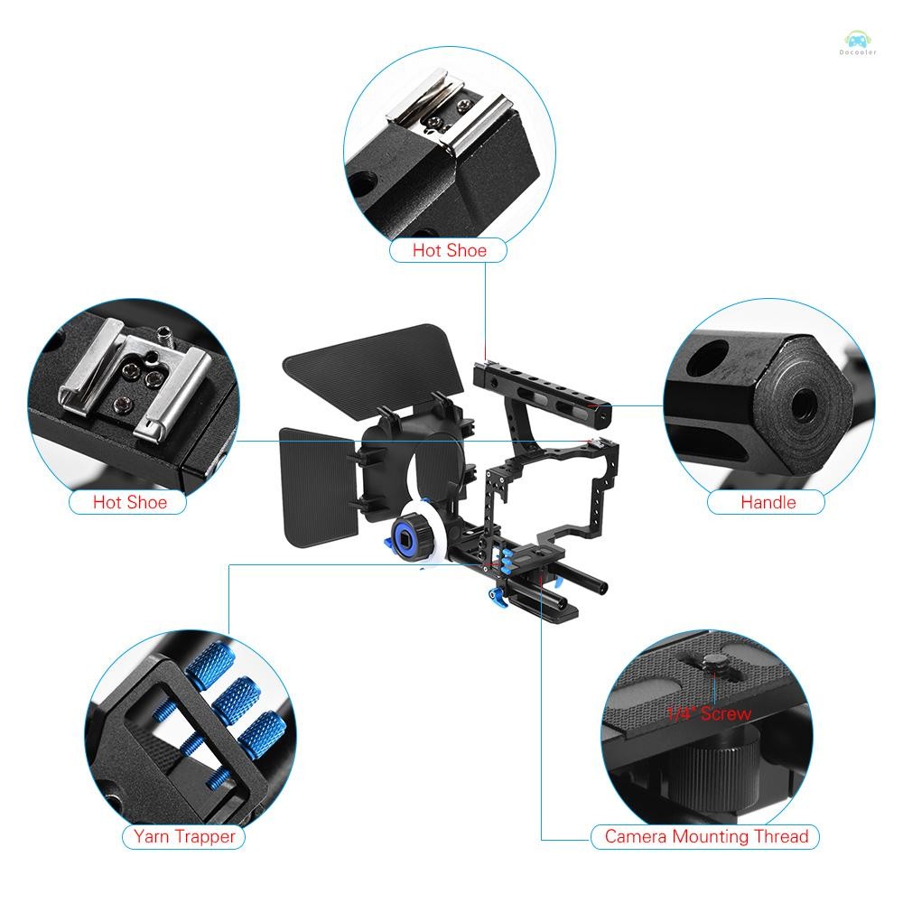 Yb2 กล้อง Cage Andoer C500 อลูมิเนียมกล้องกล้องวิดีโอกรงวิดีโอ Rig ชุดฟิล์มทําระบบ w/ Matte กล่อง + ติดตามโฟกัส + จับ + 15 มม.สําหรับ