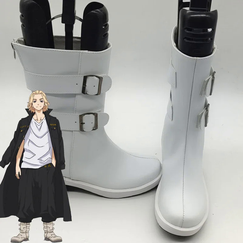 Anime Tokyo Revengers Sano Manjiro Mikey Cosplay Shoes Adult Unisex High White Boots Halloween Costu