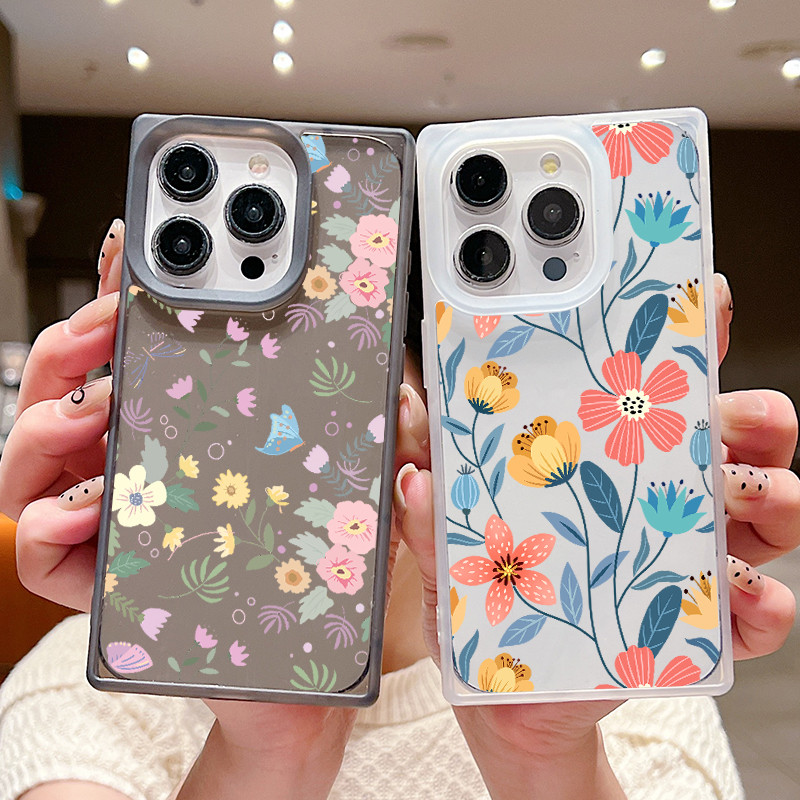 สําหรับ IPhone 16 Pro 15 14 Plus 13 12 Pro Max 11 Ink Butterfly Straight Border Drop Square เคส IPhone