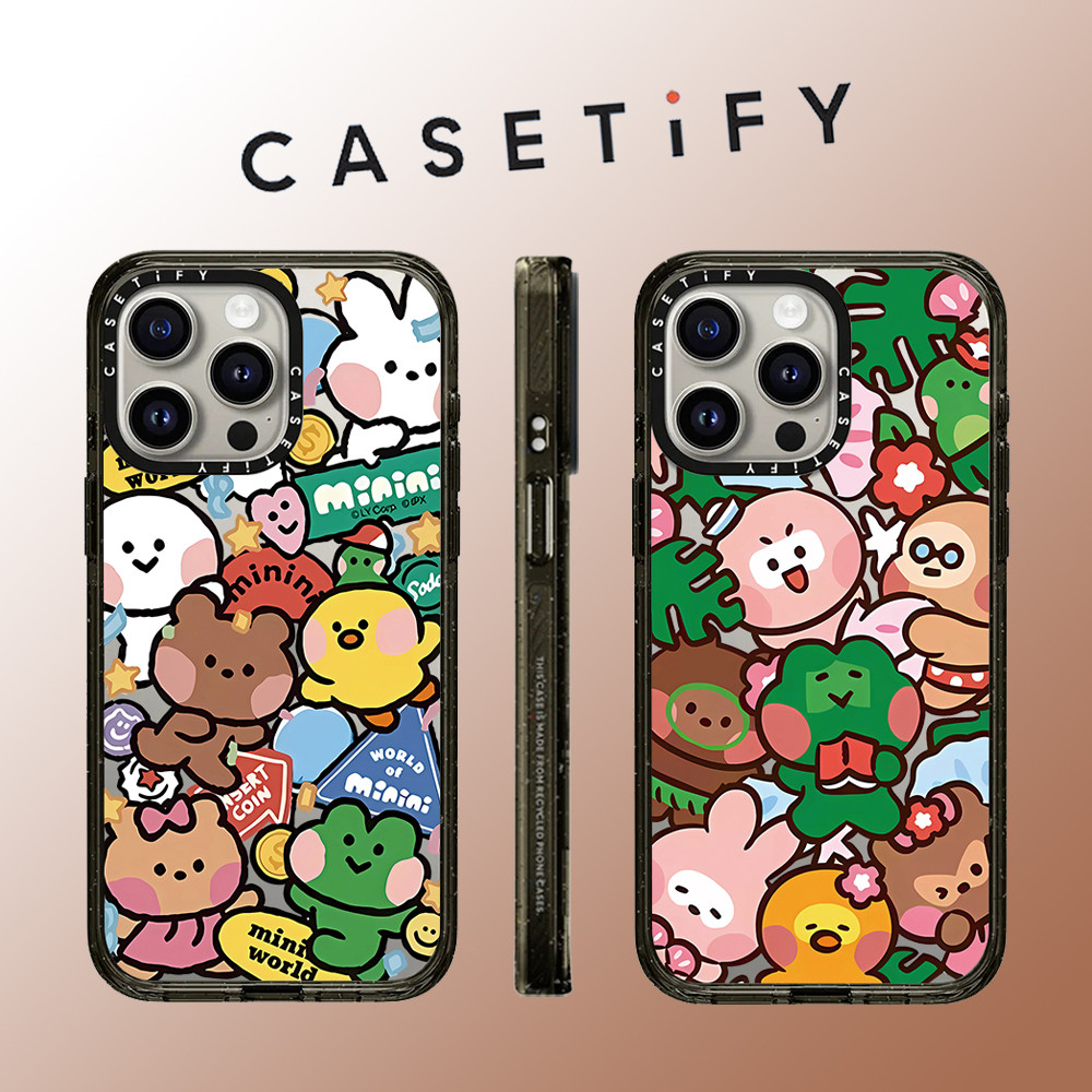 Casetify การ์ตูนสัตว์กราฟฟิตีโปร่งใสกันกระแทกอะคริลิคเคสโทรศัพท์สําหรับ iPhone 16 Pro Max 15 Plus 14 ProMax 13 12Pro 12 โทรศัพท์กันกระแทกขอบนุ่มฮาร์ดป้องกันกรณี