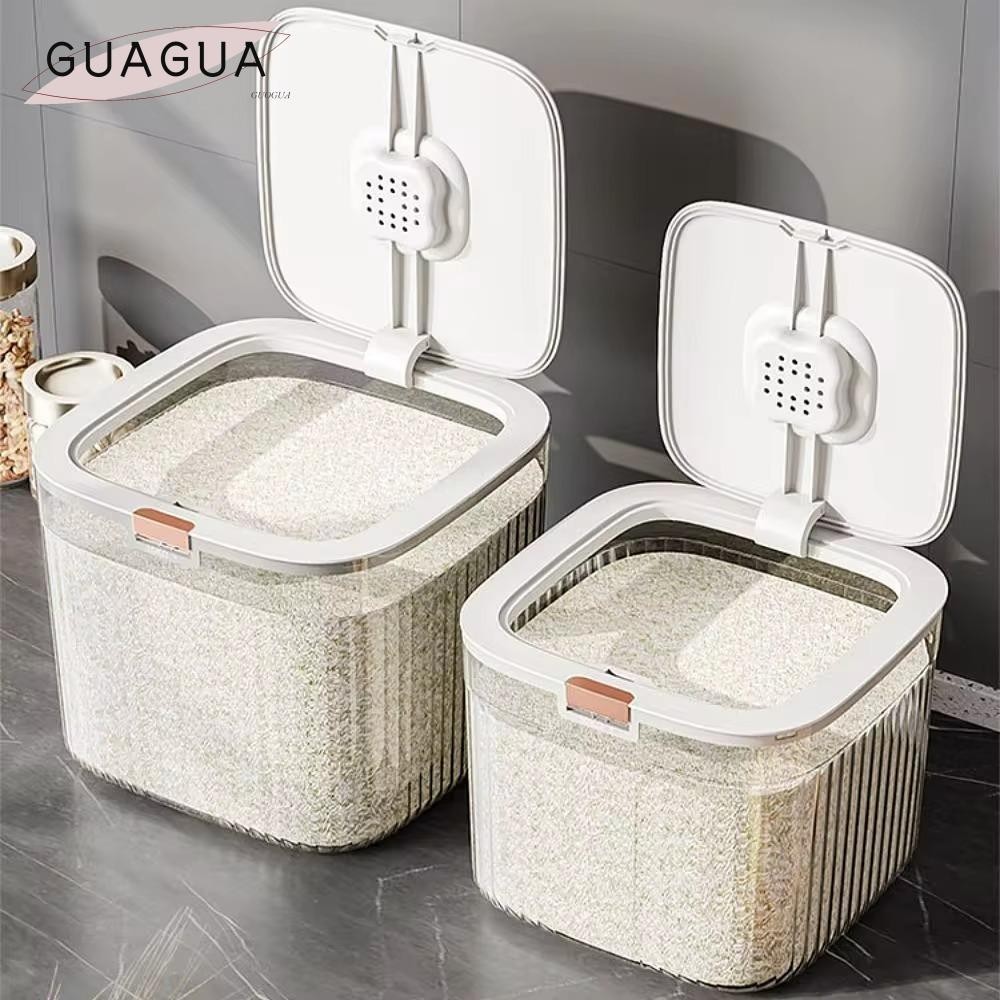 Guogua ภาชนะเก็บอาหาร,ความจุสูง5/10/15กก.ถังข้าวปิดผนึก,ถังข้าวหนาเกรดอาหาร Mutifunction