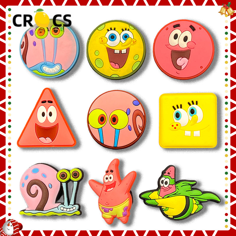 Hole รองเท้าอุปกรณ์เสริม jibbitz crocs อุปกรณ์เสริมรองเท้าดอกไม้ตกแต่งหัวเข็มขัด DIY SpongeBob SquarePants การ์ตูนรองเท้าหัวเข็มขัดเครื่องประดับ Texture รองเท้าดอกไม้