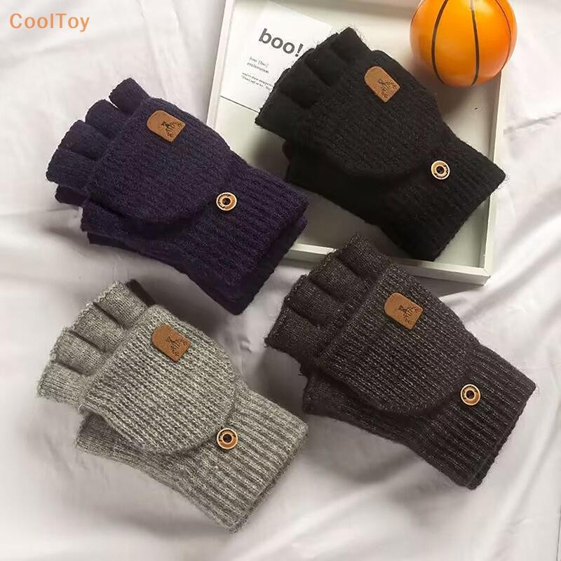 Cooltoy 1 คู่ถัก Fingerless ถุงมือหน้าจอสัมผัสอุ่นครึ่งนิ้วถุงมือหนา HOT