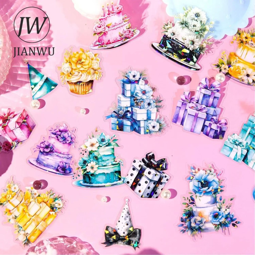 Jianwu วันหยุดฉลอง Series Party บอลลูนตกแต่งวัสดุ Collage PET สติกเกอร์ Creative DIY Journal Scrapbooking เครื่องเขียน