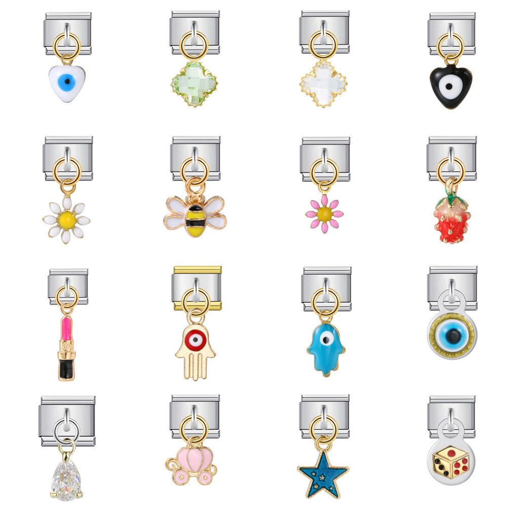 อิตาเลี่ยน Charm โมดูลสร้อยข้อมือตะขอเดี่ยวจี้ Series สแตนเลสยืดหยุ่น Splicing สายคล้องโซ่