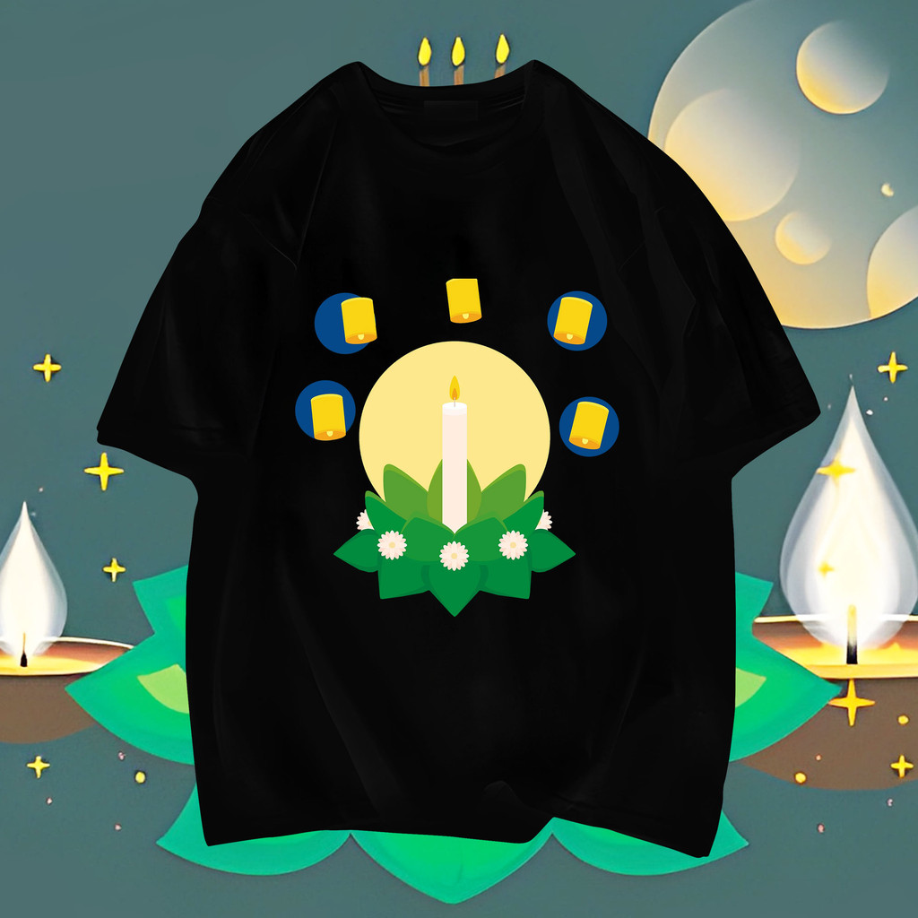 2024 ใหม่ Loi Krathong ลอยกระทง ผู้ชายและผู้หญิงผ้าฝ้ายรอบคอพิมพ์เสื้อยืดคู่รัก TP10 S-5XL