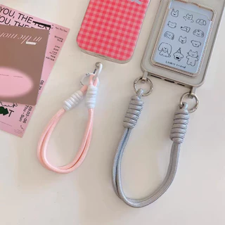 Phone Lanyard สายคล้องโทรศัพท์มือถือ สไตล์วินเทจ Weave เชือกเส้นเล็ก แบบถัก สีน้ําตาล สีดํา สีขาว Macarons แบบเรียบง่าย