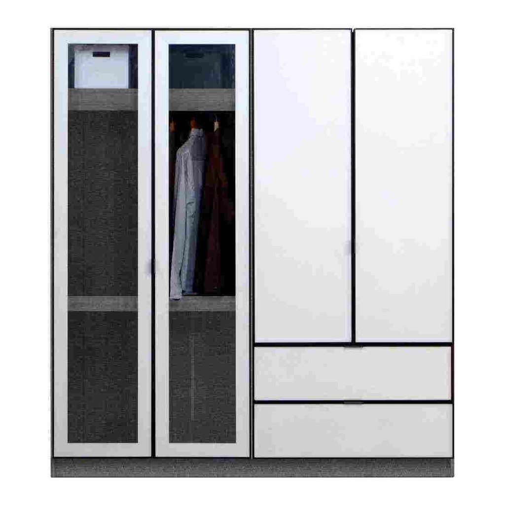 Koncept Furniture ตู้เสื้อผ้าบานเปิด รุ่น Paris สีขาว (180x57x200 ซม.) แบรนด์ KONCEPT FURNITURE