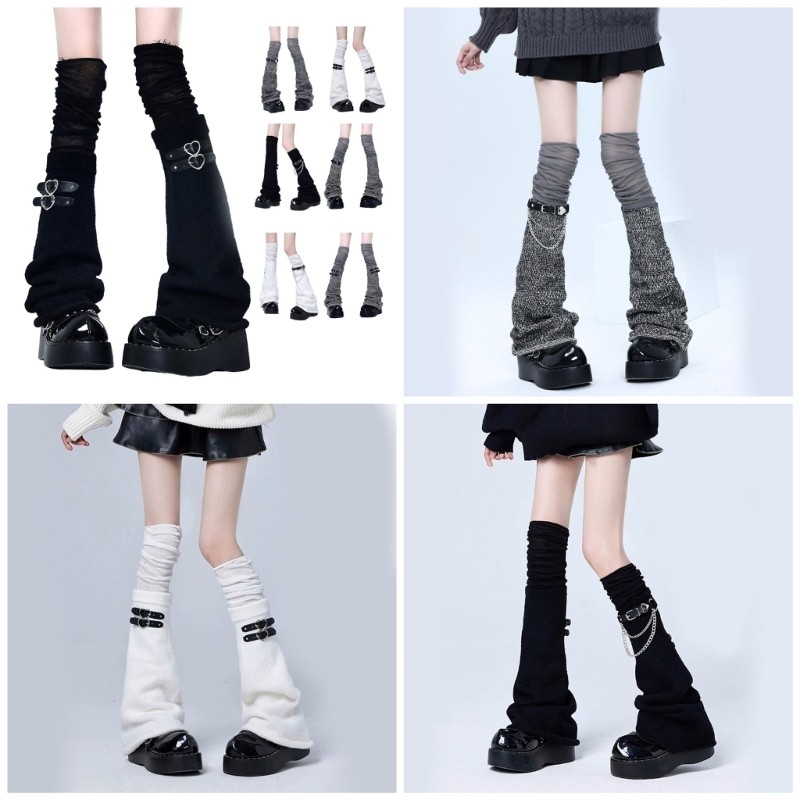 Lily Buckled Belt Over the Knee Leg Warmers Flared Thigh Foot Covers สําหรับผู้หญิง
