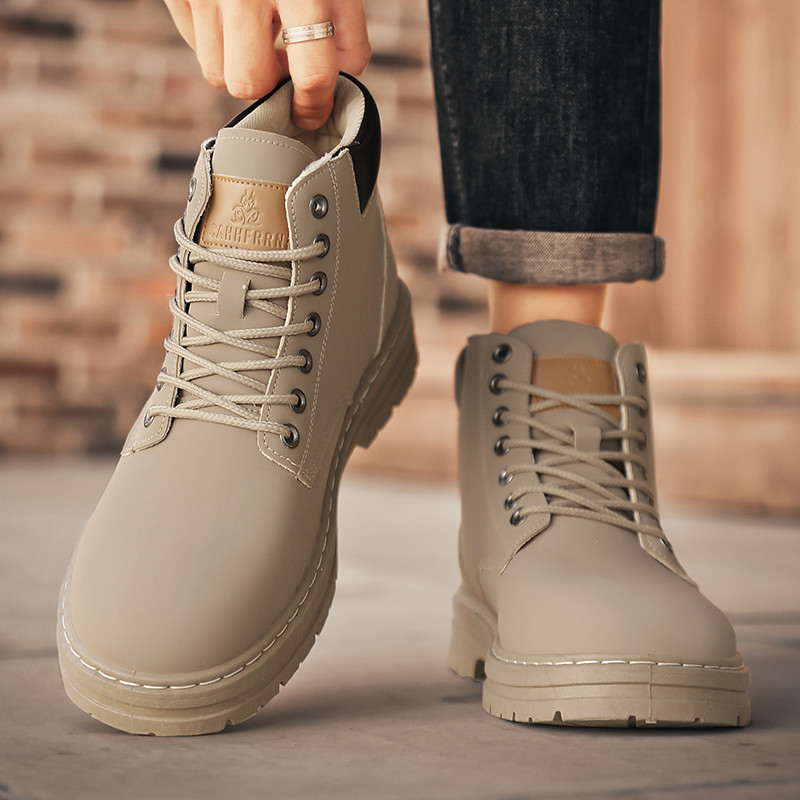 รองเท้าผู้ชาย Martin Boots โดยรวมรองเท้ารองเท้าเดินป่าหนา Soled ความสูง-Increasing รองเท้ารองเท้าเดินป่ากลางแจ้งรองเท้าแฟชั่นลําลองรองเท้า High-Top