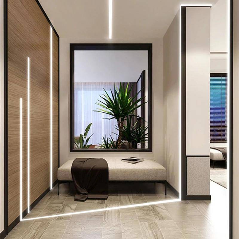 2ชิ้น*100เซนติเมตร นํา อลูมิเนียมโปรไฟล์ช่องเชิงเส้นที่มีฝาครอบสําหรับตกแต่งบ้านบาร์แถบแสง-สีดําอลูมิเนียมสีดําปก - รูปที่ 3