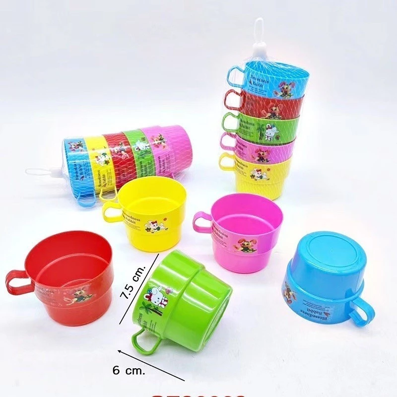 JIE HOME 5ใบครับ แก้วน้ำมีหูพลาสติกสำหรับเด็ก น่ารักมากครับ แก้วน้ำแจกเด็ก แก้วน้ำ แก้วน้ำพลาสติก แก้วน้ำสำหรับแจกเด็ก