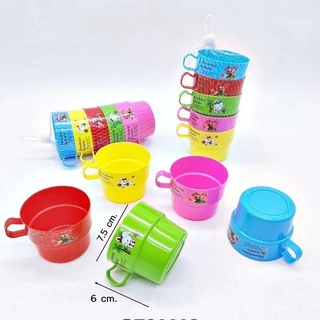 JIE HOME 5ใบครับ แก้วน้ำมีหูพลาสติกสำหรับเด็ก น่ารักมากครับ แก้วน้ำแจกเด็ก แก้วน้ำ แก้วน้ำพลาสติก แก้วน้ำสำหรับแจกเด็ก