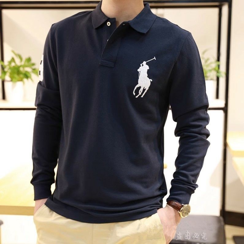 2024 สไตล์ใหม่ผู้ชายสีดําเสื้อโปโลแขนยาวด้านบนปกเสื้อยืดสีทึบธุรกิจสบายๆฤดูใบไม้ร่วง จุดต่ําสุด เสื้อผู้ชายด้านบน [คลังสินค้าพร้อม] ราคา ถูกที่สุด ดีลบีเคเค แกลเลอรีภาพที่ 3