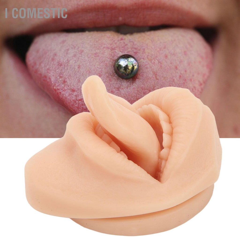 I Comestic ซิลิโคนลิ้นปากรุ่น 3D จำลองนุ่มยืดหยุ่น Reusable เจาะฝึก Body Parts