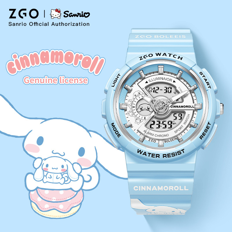 Zgox Sanrio Cinnamoroll นาฬิกาเด็กสําหรับเด็กผู้หญิง นาฬิกาดิจิตอลกันน้ําสําหรับนักเรียน 8573