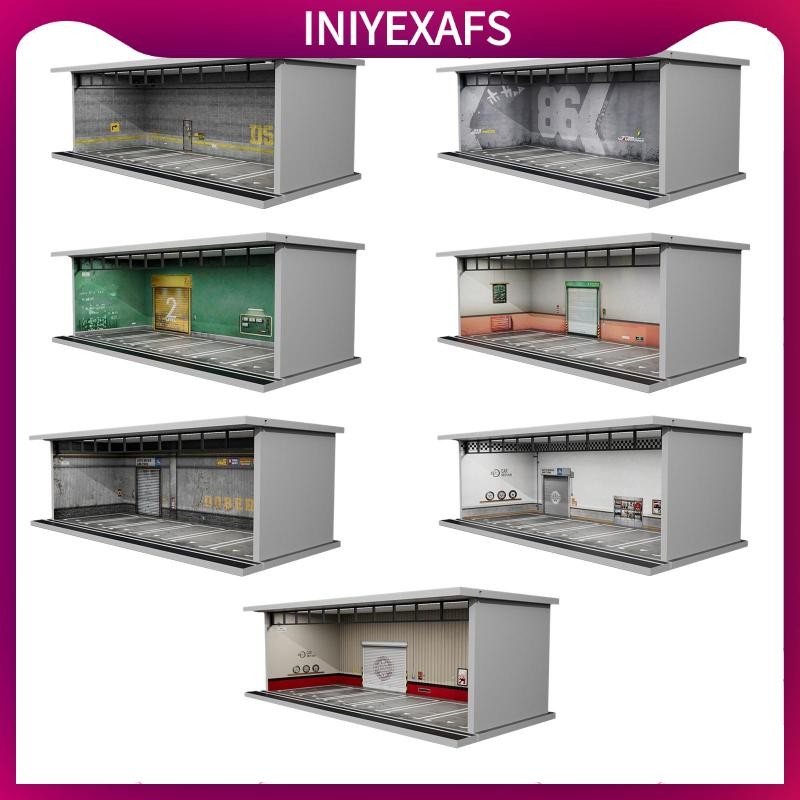 [iniyexafs] ตู้โชว์โรงรถ, รถโมเดลลานจอดรถขนาด 1:64, รถDiecast Garage