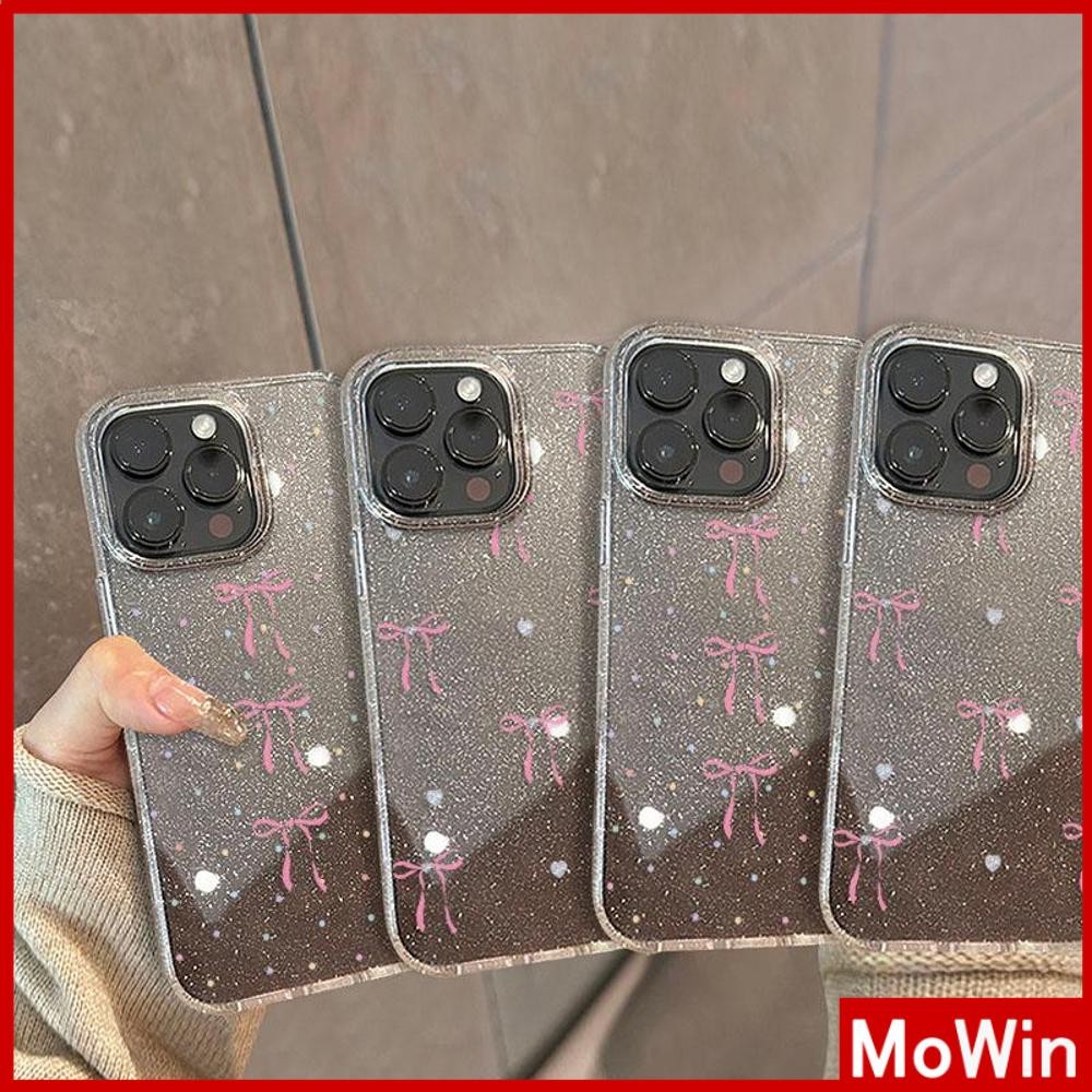 Movin - เคส iPhone 16 Pro Max iPhone 11 เคสใสแบบแวววาว TPU นุ่มสีสันสดใส โบว์สวยน่ารัก Compatible iPhone15 Pro max 14 13 12 Pro max XS XR 7 Plus 8 Plus
