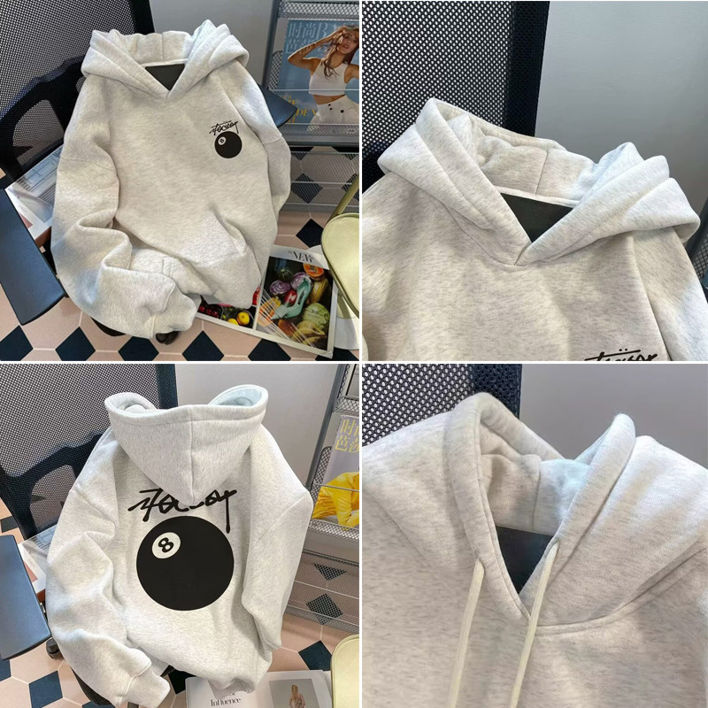 EERSHENSHI ผู้ชายเสื้อกันหนาวหมวกแฟชั่นแบรนด์เสื้อกันหนาวอเมริกันแขนยาวหลวมพิมพ์เสื้อ