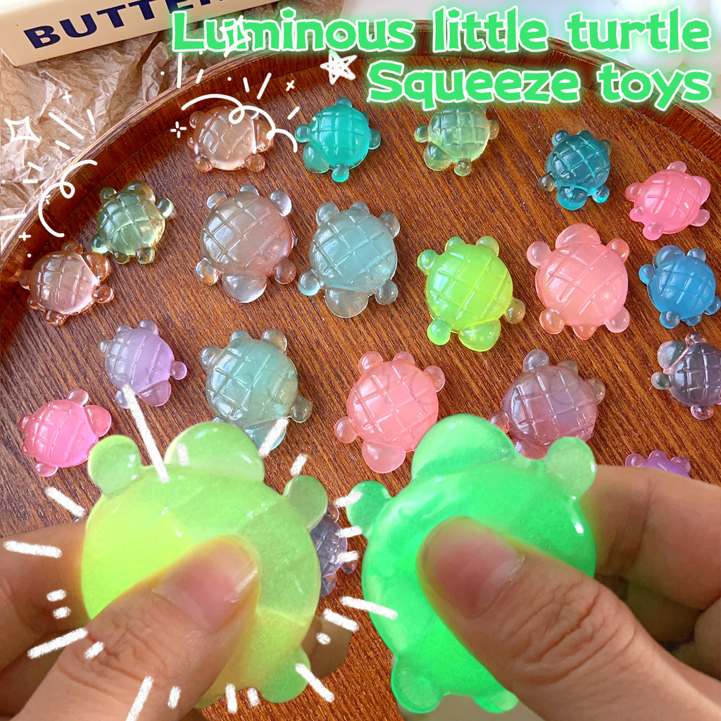 Noctilucent Turtle Squishy Fidget Toy-สําหรับเด็ก-Multicolor, Luminous, Elastic - Cute Elastic Stress Release Vent Tools - Silicone Slow Rebound Pinch Decompression Toy