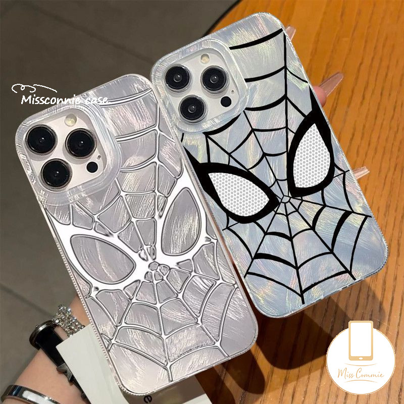 แนวโน้มยี่ห้อ Cool Spider-Manซิลิโคนนุ่มเคสโทรศัพท์สําหรับIPhone 11 12 14 XR 13 16 15 Pro MAX X 7Plus XS MAX 8 16 14 15 7 Plus SE 2020 แฟชั่นFeatherเส้นด้ายปก