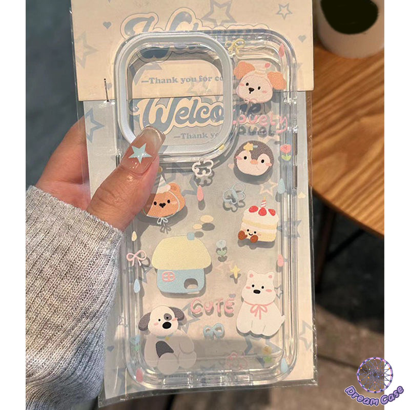 ลูกสุนัขน่ารักเพนกวินดอกไม้เค้กใสนุ่ม เคสRealme C20 C51 C25Y C53 C15 C55 C31 C51s C11 Note 50 5 6i C67 C35 C21 C20A