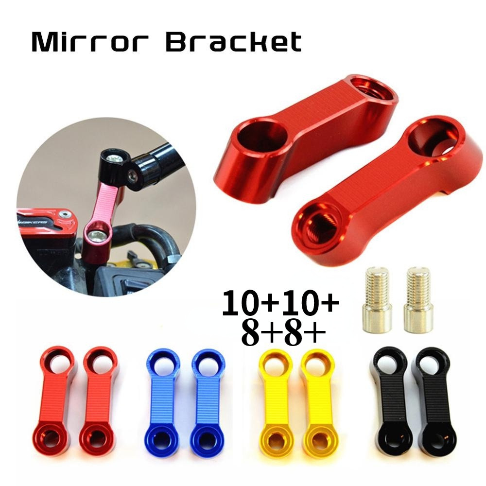 Ronxmor 2PCS กระจกมองหลังรถจักรยานยนต์ Extension Riser ขยายอะแดปเตอร์ 10 + 10 + 8 + 8 + สําหรับ CB400 VTEC CB1300 CB1100 CB600F CB500F Moto อะไหล่ 10 มม.8 มม.
