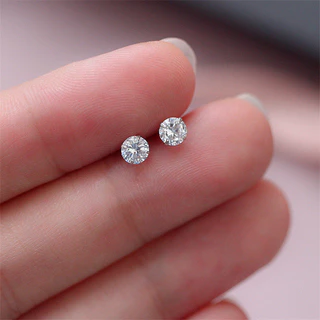 เงิน 3mm4mm5mm6mm ต่างหูเพทายแฟชั่นที่เรียบง่ายต่างหูเครื่องประดับของขวัญ