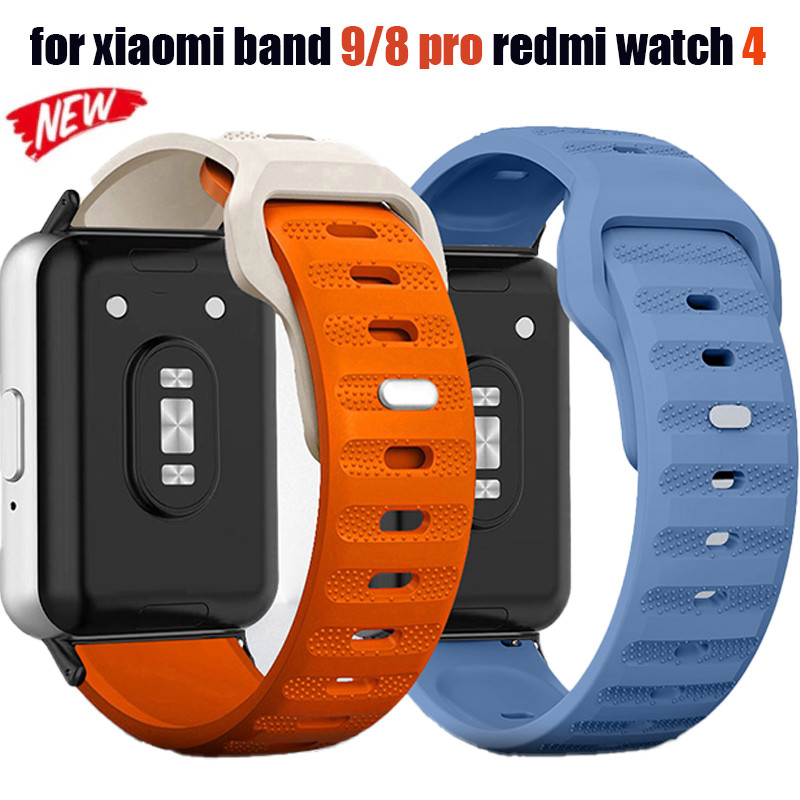 สายซิลิโคนสีสันสดใส เข้ากันได้กับนาฬิกา Redmi 4 สําหรับ Xiaomi Mi Band 9/8 Pro อุปกรณ์เสริมนาฬิกาทดแทน