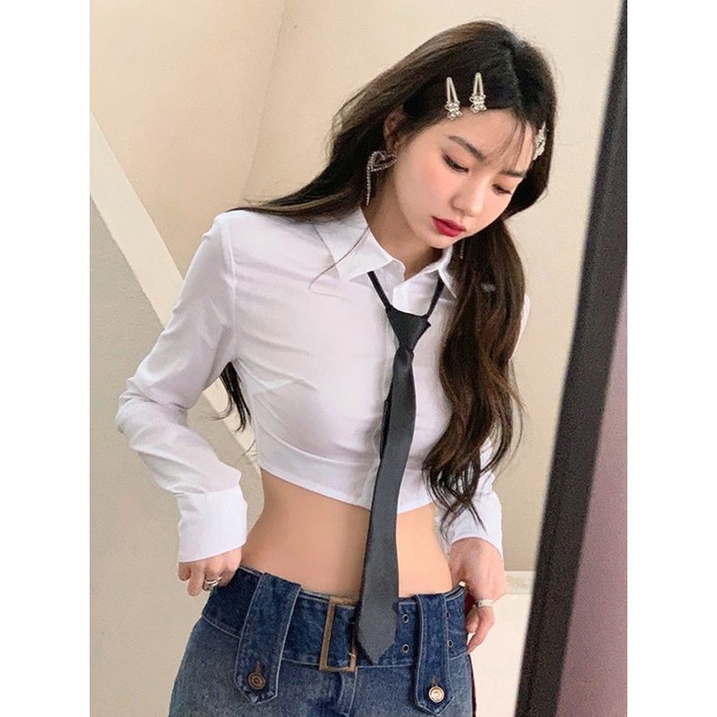 สาวร้อนสั้นสะดือเอวแคบสีขาวเจเคเสื้อฤดูใบไม้ร่วงออกแบบซอกแขนยาวสลิมฟิตแน่นเสื้อด้านบนหญิงสาวร้อนสั้นแคบ-เอวสีขาวเจเคเสื้อฤดูใบไม้ร่วงออกแบบซอกแขนยาวสลิมฟิตแน่นเสื้อด้านบนผู้หญิง11.11 - รูปที่ 4