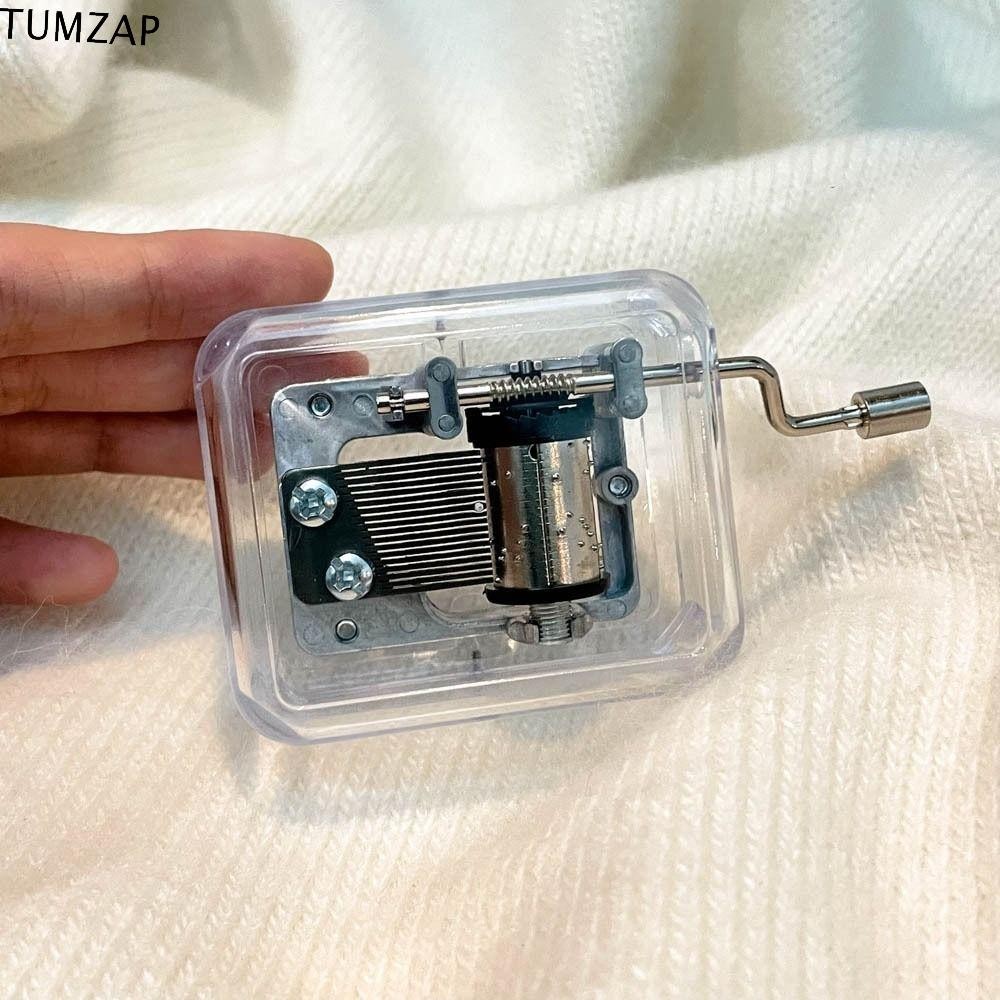 Tumzap กล่องดนตรีแบบใช้มือ,เครื่องประดับดนตรีโปร่งใสมินิมือหมุนกล่องดนตรี,อะคริลิคหัตถกรรมเพลงน่ารักอะคริลิสร้างสรรค์งานฝีมือเครื่องประดับของขวัญวัน