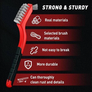ชุดแปรงลวด 3 ชิ้นสําหรับทําความสะอาดสนิม,Dirt & Paint Scrubing, แปรงรอยขีดข่วนขนาด 7 นิ้วพร้อมทําความสะอาดอย่างล้ําลึก