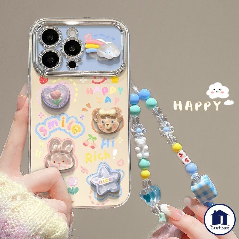 เคสหน้าต่างใหญ่ลายหมีกระต่ายน่ารัก เข้ากันได้กับ IPhone XR 13 11 16 12 15 14 Pro Max 7 8 Plus 11 15 16 12 Pro X XS Max