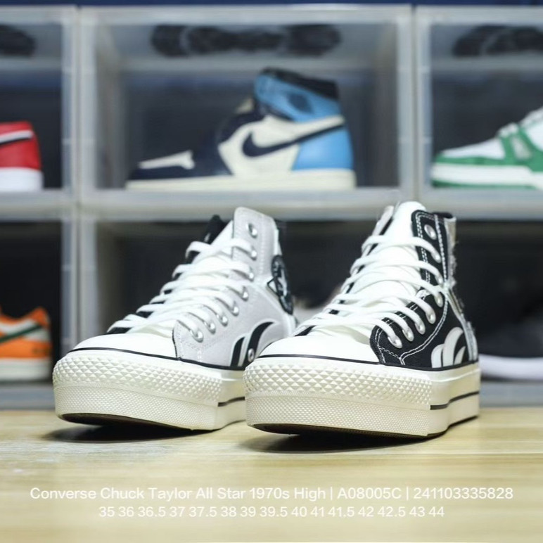 Converse Chuck เทย์เลอร์ดาวทั้งหมด 1970s ไวน์สูง Red Beige รองเท้าลำลองสูง